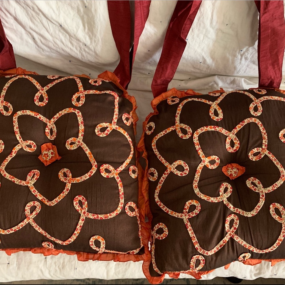 🍁Fall Floral Brown, & Burgundy Chair Cushions🍁